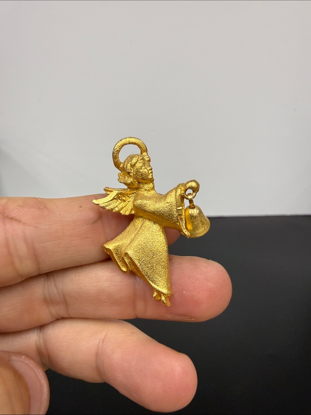 Signed GG Gold Angel Charm Pendant - Women Jewelry